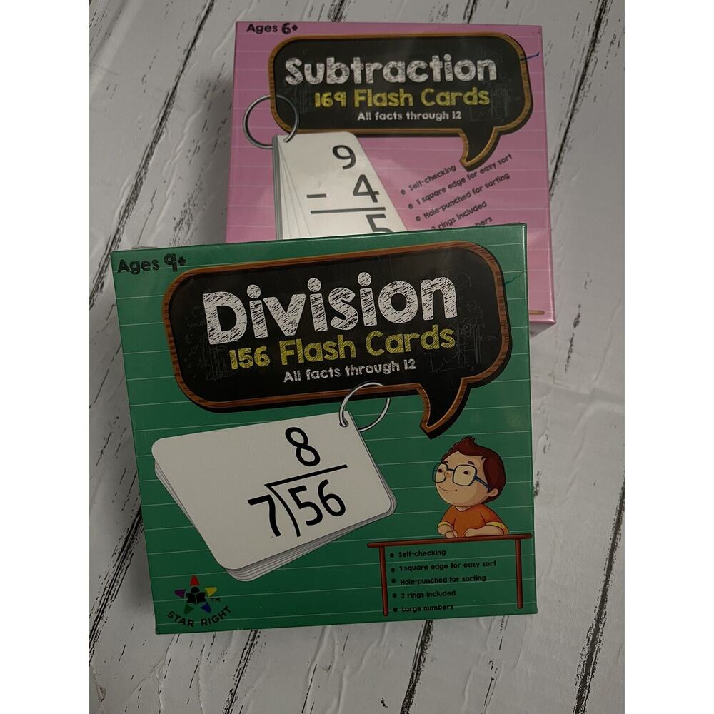 Star Right Education Subtraction Division Flash Cards, 0-12 Set Of 2